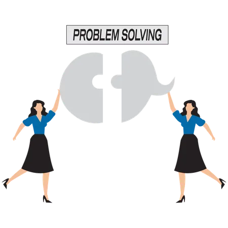 Businesswoman solving business problems  Illustration