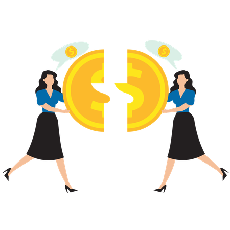 Businesswoman solving money problem  Illustration