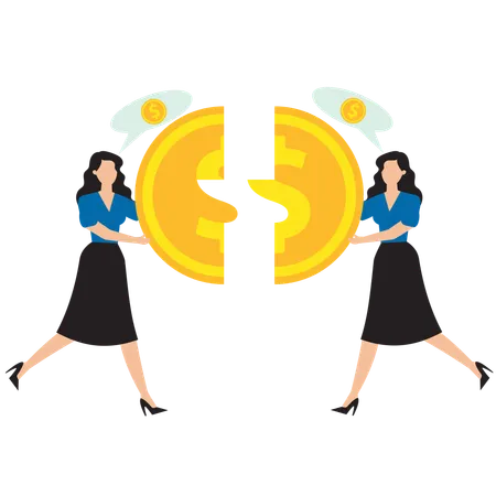 Businesswoman solving money problem  Illustration