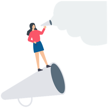 Businesswoman speak on megaphone  Illustration