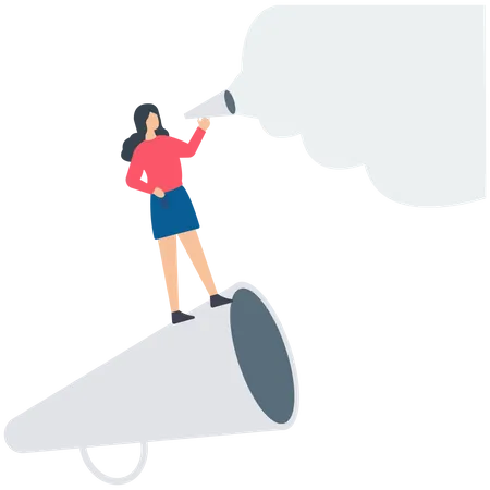 Businesswoman speak on megaphone  Illustration