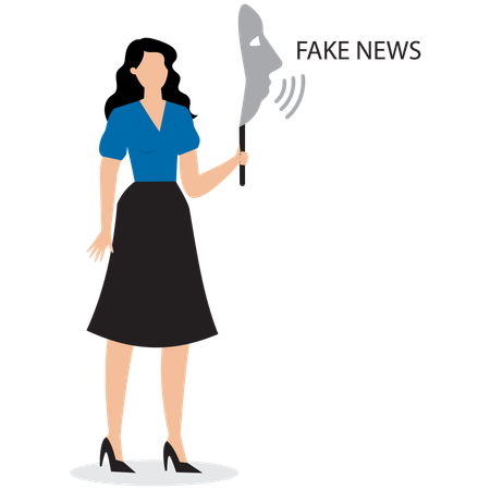 Businesswoman spreading face news  Illustration