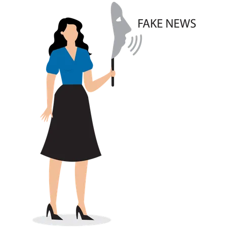 Businesswoman spreading face news  Illustration