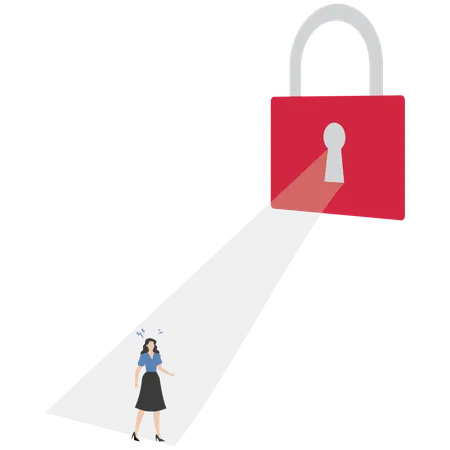 Businesswoman standing at key hole  Illustration