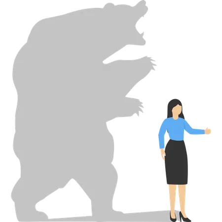 Businesswoman standing bear shadow  Illustration