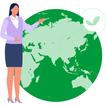 Businesswoman standing in global environment  Illustration