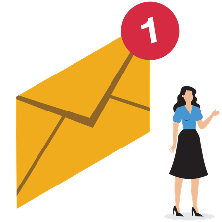 Businesswoman standing near business mail  Illustration