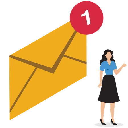 Businesswoman standing near business mail  Illustration