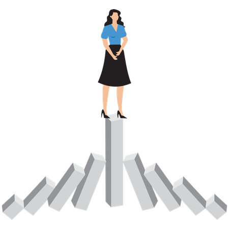 Businesswoman standing strong at time of recession  Illustration