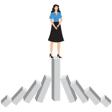 Businesswoman standing strong at time of recession  Illustration