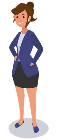 Businesswoman standing while hands in pocket  Illustration