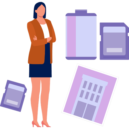 Businesswoman standing with photography stuff  Illustration