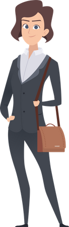Businesswoman standing with purse  Illustration