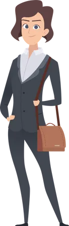 Businesswoman standing with purse  Illustration