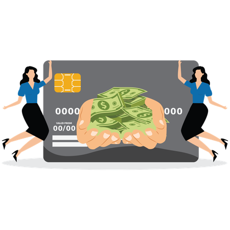 Businesswoman Successfully applying for credit cards  Illustration