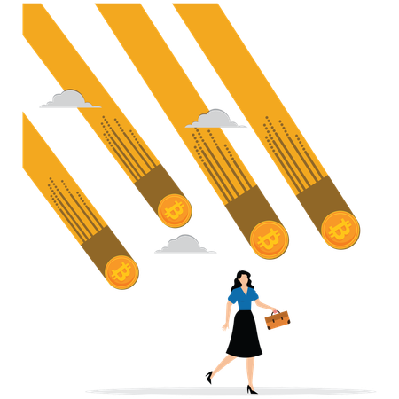 Businesswoman suffering from crypto market falling down  Illustration