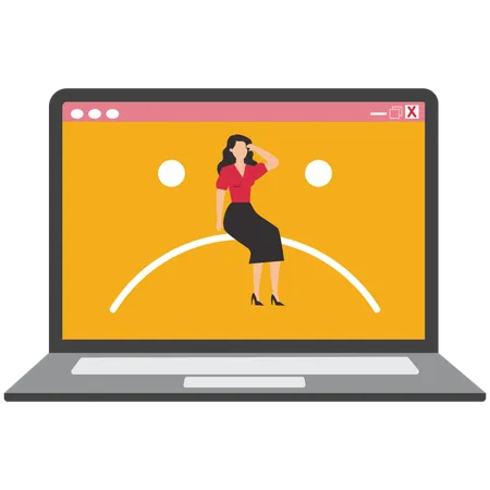 Businesswoman suffering from software glitch  Illustration