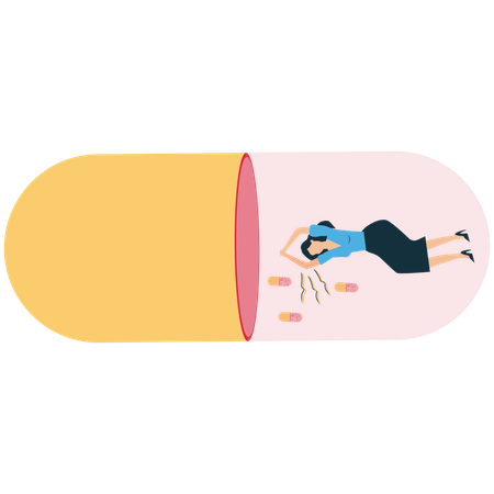 Businesswoman suffers from Drug Side Effects  Illustration
