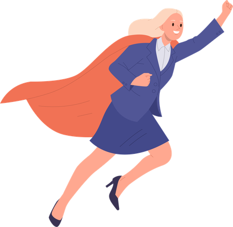 Businesswoman superhero flying launching up  Illustration