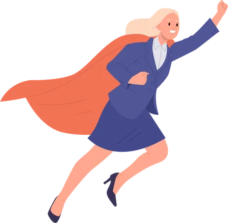Businesswoman superhero flying launching up  Illustration