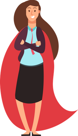 Businesswoman superhero in red cloak Illustration