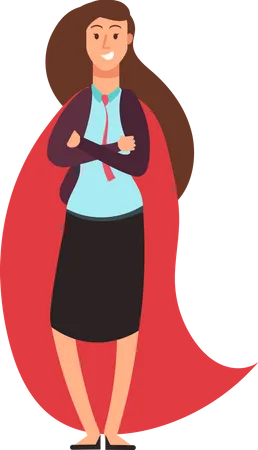 Businesswoman superhero in red cloak  Illustration