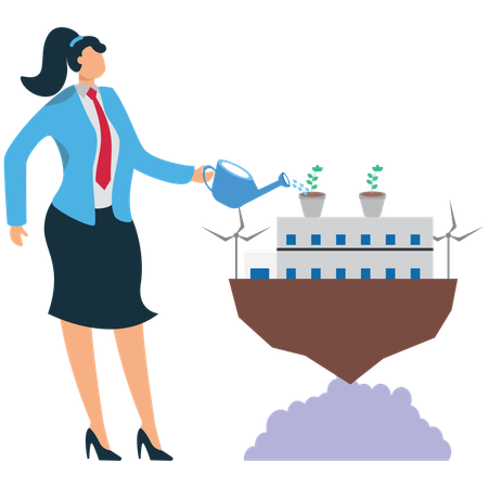 Businesswoman supports Eco friendly  Illustration