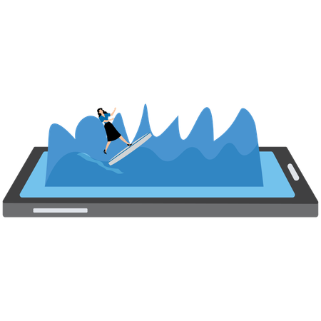 Businesswoman surfing on mobile  Illustration