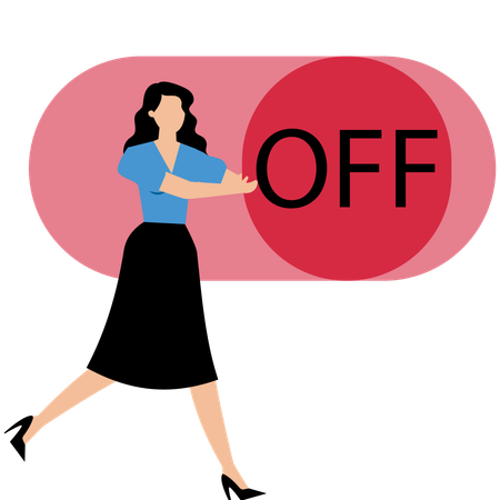 Businesswoman switching off business  Illustration