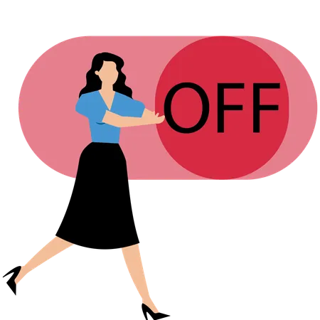 Businesswoman switching off business  Illustration