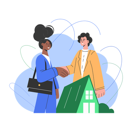 Businesswoman takes house property  Illustration