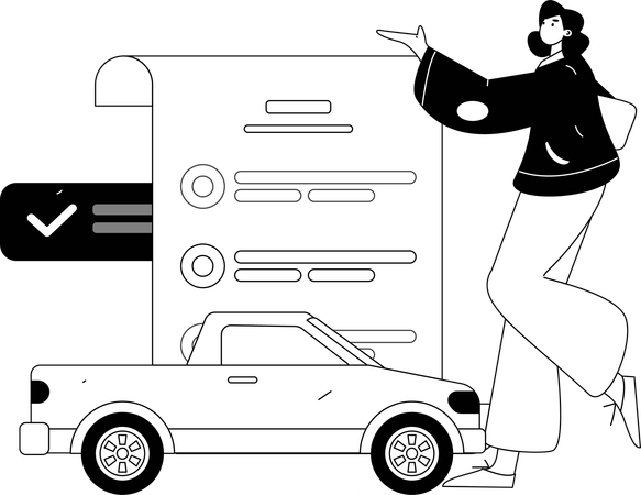 Businesswoman takes insurance against accident  Illustration