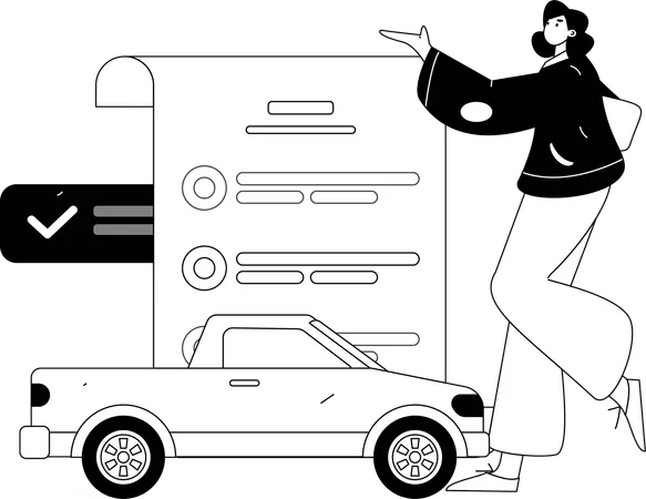 Businesswoman takes insurance against accident  Illustration