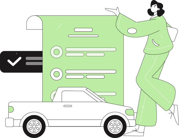 Businesswoman takes insurance against accident  Illustration
