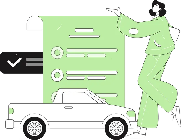 Businesswoman takes insurance against accident  Illustration