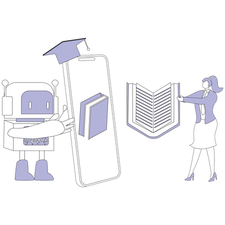 Businesswoman taking ai education  Illustration