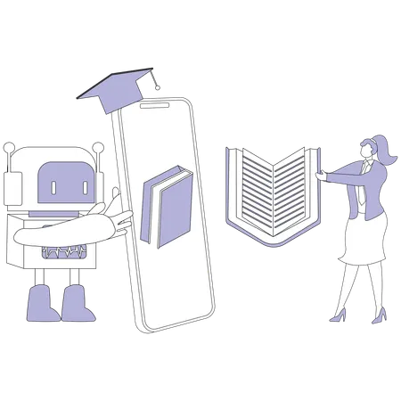 Businesswoman taking ai education  Illustration