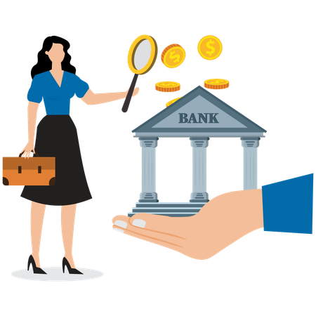 Businesswoman taking bank loan for business  Illustration