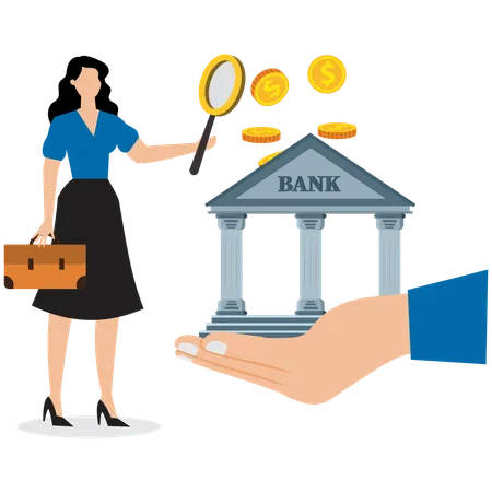 Businesswoman taking bank loan for business  Illustration