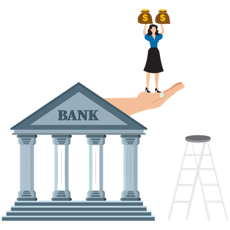 Businesswoman taking bank loan  Illustration