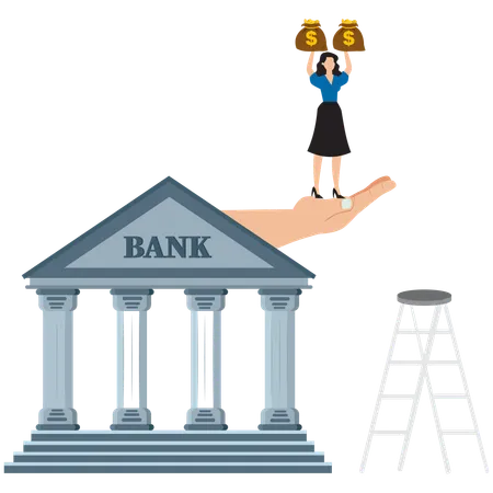 Businesswoman taking bank loan  Illustration