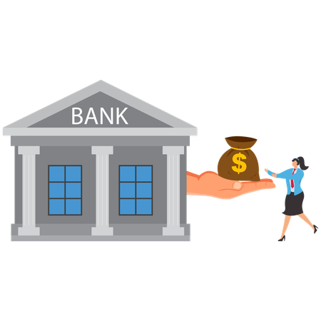 Businesswoman taking business loan  Illustration