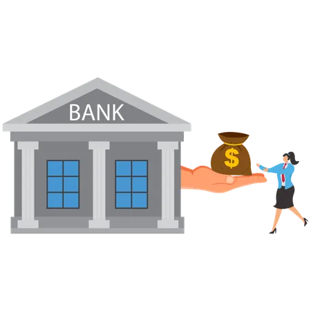 Businesswoman taking business loan  Illustration