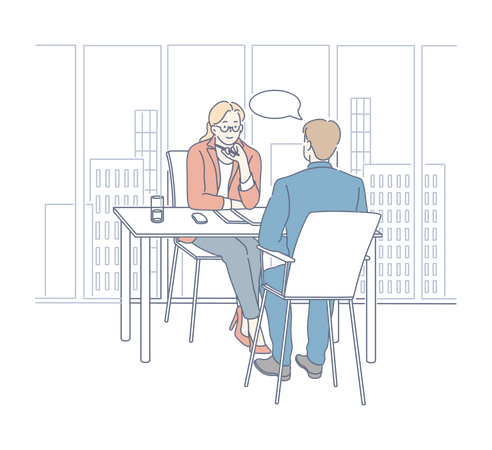 Businesswoman taking interview  Illustration