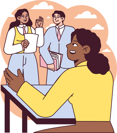 Businesswoman taking interview of new employees  Illustration