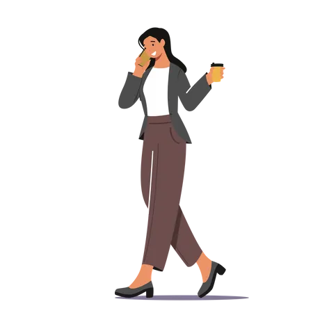 Businesswoman Taking Refreshment Coffee Illustration