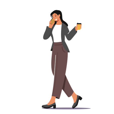 Businesswoman Taking Refreshment Coffee  Illustration