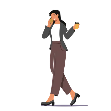 Businesswoman Taking Refreshment Coffee  Illustration