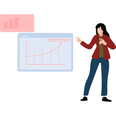 Businesswoman Talking About Finance Graph  Illustration