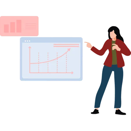 Businesswoman Talking About Finance Graph  Illustration